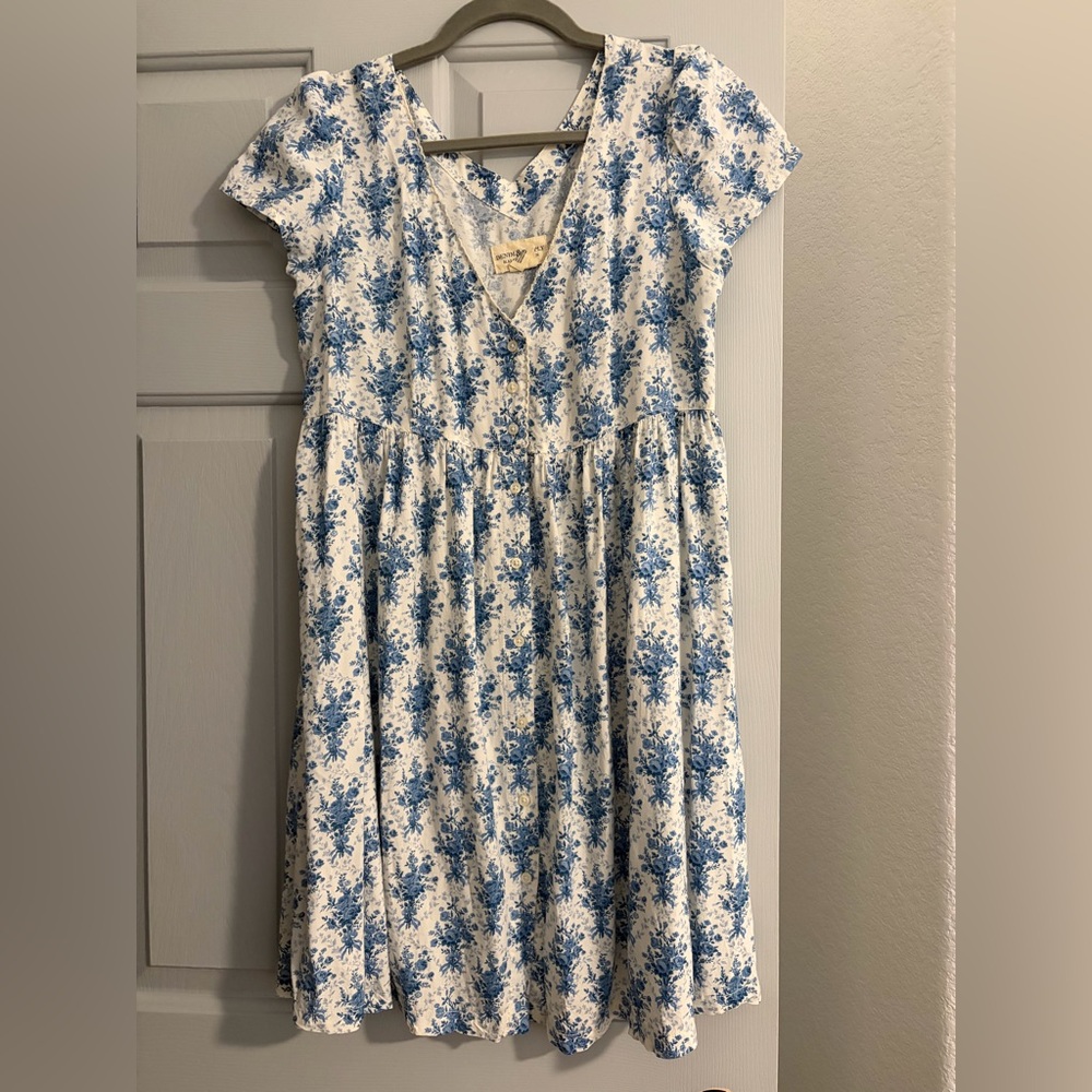 Ralph Lauren Denim Supply BabyDoll Dress Blue and White Florals M